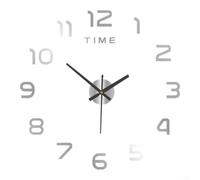 Rackumic Large DIY Wall Clock Acrylic Mirror Sticker Silent Non-Ticking Modern Home Decor Assembly Frameless for Living Room Bedroom Office 50cm(silver)