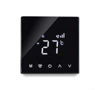 Rackumic LCD Thermostat Controller for Central Air Conditioning Fan Coil Units Three Speed Control and Programmable On Off Function PC ABS Material 86x86x13mm Black