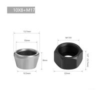 Rackumic M17 Collet Chuck Adapter Nut Set Carbon Steel Split Bushing Converter for Engraving and Trimming Machine Router Conversion 6mm 635mm 8mm(Nut 10mm Collet)