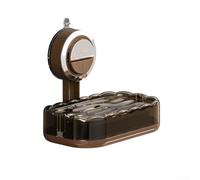 Rackumic Mounted Soap Tray Drain Rack Bathroom Counter Organizer Storage Suction Cup Plastic 15x10.5x11 cm for Sink Shower Bathtub Space Saving Dry Walnut