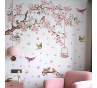 Rackumic Purple Pink Floral Bird Cage Wall Decal 3 Pack PVC Modern Home Decor for Bedroom Living Room Kitchen Nursery Self Art Mural Sticker 59x59 Inch(M17600-30 * 90cm*2pcs)