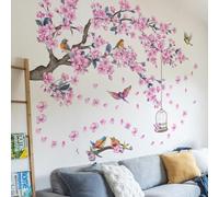 Rackumic Purple Pink Floral Bird Cage Wall Decal 3 Pack PVC Modern Home Decor for Bedroom Living Room Kitchen Nursery Self Art Mural Sticker 59x59 Inch(M17601-30 * 90cm*3pcs)