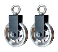 Rackumic Silent Hanging Pulley System 2 Pack ness Equipment Bracket Ultra Quiet Aluminum Alloy 360 Degree Rotating Support Wheels for Home Gym DIY Projects Clothesline Black 18x12x9.5cm
