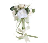 Rackumic Silk Rose Bridal Bouquet 20x26cm Artificial Wedding Flowers Arrangement for Bride Bridesmaids Marriage Proposal Party Church Decoration Photography Props Home Decor