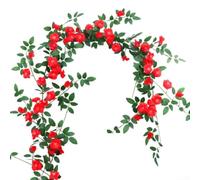 Rackumic Simulated Rose Vine 58 Flowers Cloth Artificial Garland 1.8m for Home Office Event Wall Air Conditioning Pipe Decoration Red White Purple(Red)