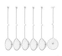 Rackumic Slotted Spoon 6pcs 316 Stainless Steel Brass Material Hook Handle 23.5cm Length for Egg White Separating Frying Chips Scooping Hot Pot Tool(316 Stainless Steel)