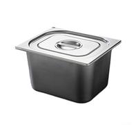 Rackumic Stainless Steel Gastronorm Container Set with Lids Space Saving Stackable for Kitchen Storage Cooking and Serving Vegetables Robust Rust Resistant 17x16x10cm Silver