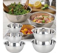 Rackumic Stainless Steel Mixing Bowl Set 3 Pack Metal Bowls Featuring Measurement Marks for Cooking Baking Salad Making Silver 0.8L 1.2L 2L Volume Sleek Round Shape Home Kitchen