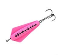 Rackumic VIB Lure Devil Fishing Bait Spinner Canberra Killer Tasmanian Saltwater Swimbait for Pike Bass Trout with Die Cast Metal Body and Hooks in Pink Size 7.3cm Weight 26g(26g7.3cm pink)