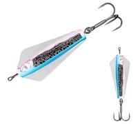 Rackumic VIB Lure Devil Fishing Bait Spinner Canberra Killer Tasmanian Saltwater Swimbait for Pike Bass Trout with Die Cast Metal Body and Hooks in Pink Size 7.3cm Weight 26g(26g7.3cm blue pink)