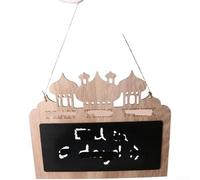 Rackumic Wooden Pendant Featuring Intricate Middle Eastern Castle Moon and Star Patterns for Wedding Birthday Holiday and Festive Decoration Beige 30x24x0.7cm(JM01326)
