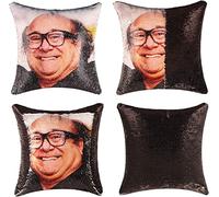 Rackynass Danny Devito Funny Sequin Throw Pillow Cover Magic Reversible White Elephant Gifts Sequin Pillow Case Decorative Cushion Cover Glitter Accent Pillow 16x16 Inches