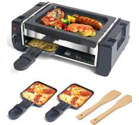 Raclette Grill Electric Griddle Non-Stick Indoor BBQ with Cheese Pans and Spatulas, Adjustable Temperature Control for Family and Parties