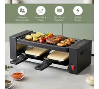 Raclette Grill Gourmet Party Cooking Non-Stick 2 Person Cheese Pans Spatulas