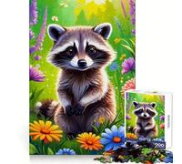 Racoon And Many Flowers Puzzles for Adults 1000 Puzzles Strengthen Memory Anxiety Relief Smooth Edge Warm Surprise (38x26cm)
