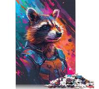 Racoon Astronaut Space Puzzle 100% Recycled Cardboard Paper Rectangular Jigsaw Puzzle for Adult Children Easter Gift 1000pcs (75x50cm)