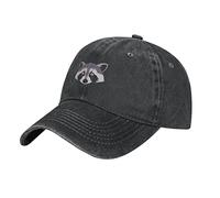 Racoon Baseball Cap Washed Cotton Trucker Hats Vintage Dad Hat for Men Women Black