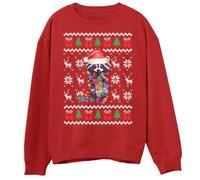 Racoon Christmas Sweater Festive Adorable Animal Xmas Sweatshirt Ugly Christmas Jumper for Men and Women, S, Red