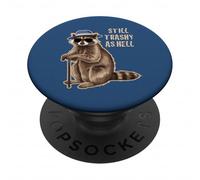 Racoon cute funny old grandpa still trashy vintage graphic PopSockets Adhesive PopGrip