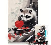 Racoon Eat Japanese Jigsaw Puzzle for Adults 1000 Pieces Memory Boost Group Play Pattern Assembly Xmas Surprise (50x75cm)