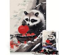 Racoon Eat Japanese Jigsaw Puzzle for Adults 1000 Pieces Memory Boost Group Play Pattern Assembly Xmas Surprise (50x75cm)