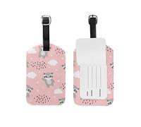 Racoon Flying The Sky Between Clouds and Star Luggage Tags Leather Travel Suitcase Baggage Tag 1 Piece