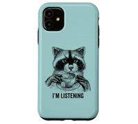 Racoon funny cute tea therapy animal friend vintage ironic Case for iPhone 11