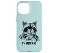 Racoon funny cute tea therapy animal friend vintage ironic Case for iPhone 15