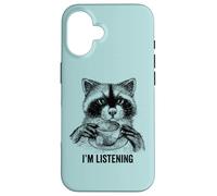 Racoon funny cute tea therapy animal friend vintage ironic Case for iPhone 16
