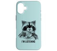 Racoon funny cute tea therapy animal friend vintage ironic Case for iPhone 16 Plus