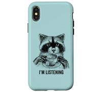 Racoon funny cute tea therapy animal friend vintage ironic Case for iPhone X/XS