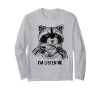 Racoon Funny Cute Tea Therapy Animal Friend Vintage Ironic Long Sleeve T-Shirt