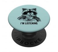 Racoon funny cute tea therapy animal friend vintage ironic PopSockets Adhesive PopGrip