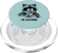 Racoon funny cute tea therapy animal friend vintage ironic PopSockets PopGrip for MagSafe