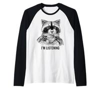 Racoon Funny Cute Tea Therapy Animal Friend Vintage Ironic Raglan Baseball Tee