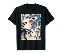 Racoon Japanese woodblock print and a blue Dragon T-Shirt