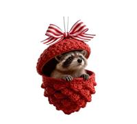 Racoon Owl Christmas Tree Decorations - 2D F Orest Animal Acorn Ornaments, Cute Animal Rustic Seasonal Décor Hedgehog Bunny Christmas Ornaments For The Home, Shelf, Bookshelf