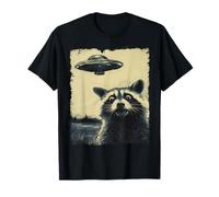 Racoon with UFO Retro Vintage Uncanny Alien UFO T-Shirt