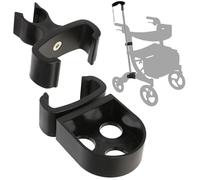 Racrank Cane Holder for Nitro Rollators with Flat Frame, Drive Walker Cane Holder, Adjustable Crutch Bracket for Wheelchairs, Rollators, Knee Scooters, Assistant Holder for Cane or Stick Users, Black