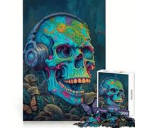 Rad Skull Music Headphones 1000 Piece Jigsaw Puzzles for Teenagers Jigsaw Enhance Memory Cozy Relax Firm Cut Festive Gift (38x52cm)