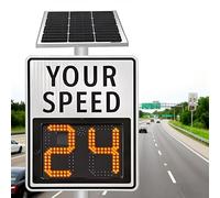 Radar Speed Display Sign, 24"x35" Flashing Speed Limit Indicator, Solar Powered LED Radar Feedback Sign,Applicable to Road/Street/Neighborhoods Yellow