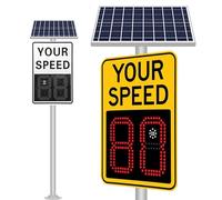Radar Speed Display Sign, Flashing Speed Limit Indicator, Solar Powered LED Feedback Sign for Road and Neighborhood Use, 24"x35"