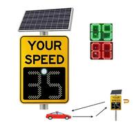 Radar Speed Display Sign, Flashing Speed Limit Indicator with Remote Control, Solar Powered LED Radar Feedback Sign, LED Digital Solar Speed Detector, Aluminum Road Warning B Mainselectricity 60*90cm