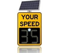 Radar Speed Limit Sign, Solar Powered LED Speed Display, Traffic Speed Detector for Roads and Highways - 20''x27''