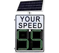 Radar Speed Sign - Solar Powered LED Speed Feedback Sign with Wireless Remote, 2 Digit Display, Overspeed Alert for School Zones, 20 x 28 Inch