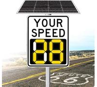 Radar Speed Signs, Led Feedback Sign, With Remote Control, Visible Distance:>500m, Adjustable, Solar Powered Your, Traffic Safety Road Warning Limit Board(White,20"x27")