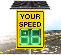 Radar Speed Signs, Led Feedback Sign, With Remote Control, Visible Distance:>500m, Adjustable, Solar Powered Your, Traffic Safety Road Warning Limit Board(Yellow,24"x35")