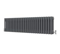 Radbliss Horizontal Traditional 3 Column Radiator 300x1190mm Anthracite Matt Grey Cast Iron Style Design RAD Central Heating