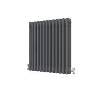 Radbliss Horizontal Traditional 3 Column Radiator 600x605mm Anthracite Matt Grey Cast Iron Style Design RAD Central Heating