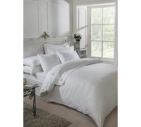 Radbourne Pinstripe Easy Care Cotton rich Luxury 300tc Bedding (Double Duvet set includes 2 Pillowcases, White)